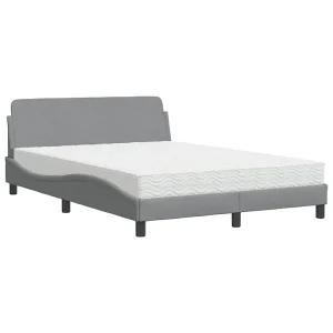 Bed met matras "Dover" stof lichtgrijs 120×200 cm Bed met matras "Dover" stof lichtgrijs 120×200 cm