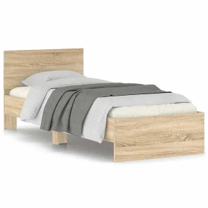 Bedframe met hoofdbord zonder matras sonoma eiken 75×190 cm Bedframe met hoofdbord zonder matras sonoma eiken 75×190 cm