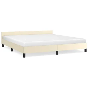 Bedframe met hoofdeinde zonder matras 160×200 cm crèmekleurig Bedframe met hoofdeinde zonder matras 160×200 cm crèmekleurig