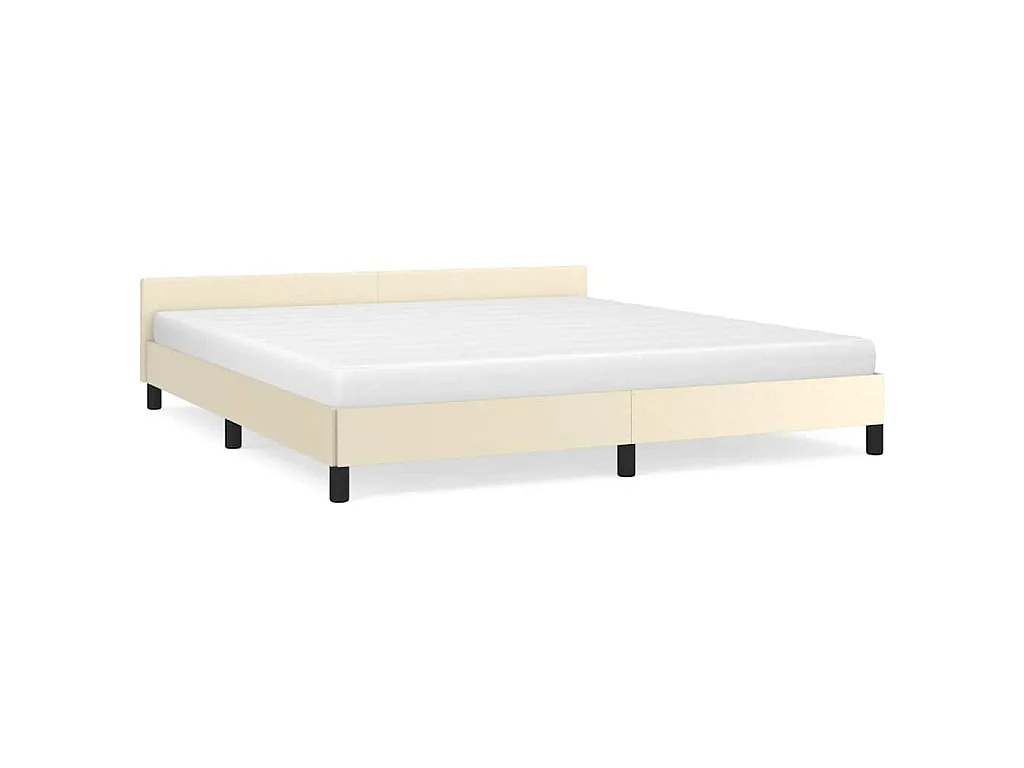 Bedframe met hoofdeinde zonder matras 160x200 cm crèmekleurig
