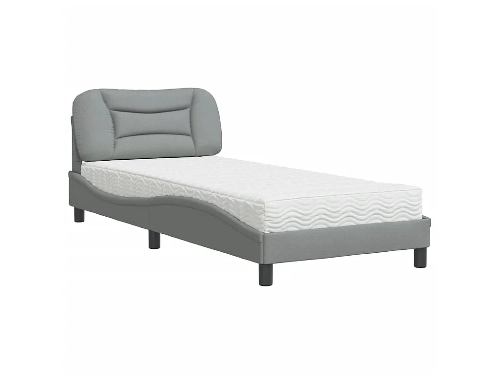 Bed met matras "Hvar" stof lichtgrijs 90x200 cm