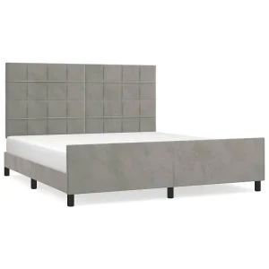 Bedframe zonder matras 160×200 cm fluweel lichtgrijs Bedframe zonder matras 160×200 cm fluweel lichtgrijs