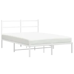 Bedframe met hoofdbord metaal wit 140×190 cm Bedframe met hoofdbord metaal wit 140×190 cm