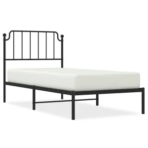 Bedframe met hoofdbord metaal zwart 90×200 cm Bedframe met hoofdbord metaal zwart 90×200 cm