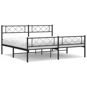 Bedframe met hoofd- en voeteneinde metaal zwart 183×213 cm
