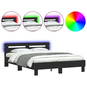 Bedframe met hoofdeinde en LED zwart 140×200 cm Bedframe met hoofdeinde en LED zwart 140×200 cm