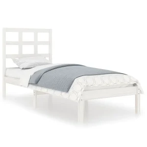 Bedframe massief hout wit 75×190 cm Bedframe massief hout wit 75×190 cm