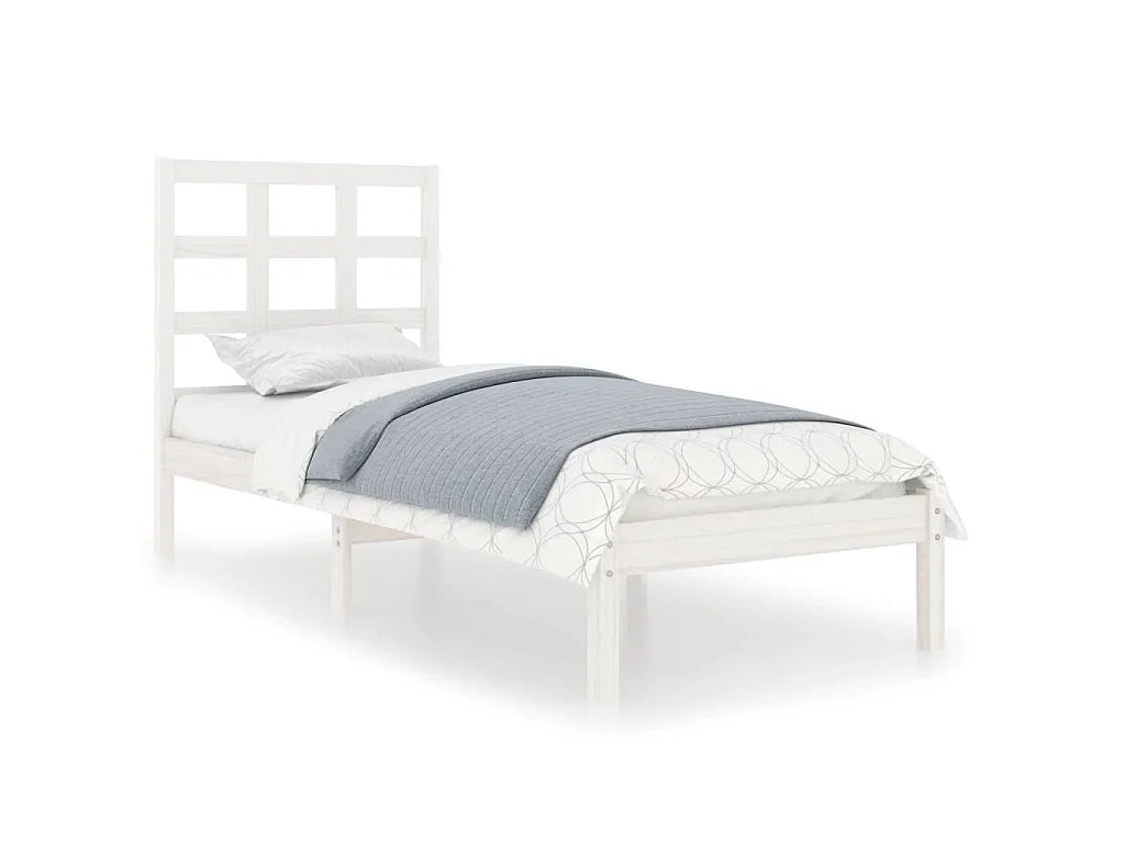 Bedframe massief hout wit 75x190 cm