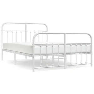 Bedframe met hoofd- en voeteneinde metaal wit 140×190 cm Bedframe met hoofd- en voeteneinde metaal wit 140×190 cm