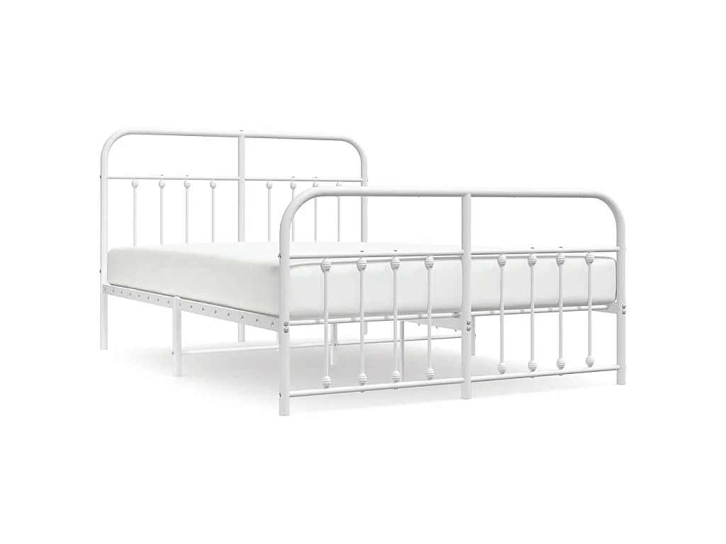 Bedframe met hoofd- en voeteneinde metaal wit 140x190 cm