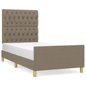 Bedframe zonder matras 90×200 cm stof taupe Bedframe zonder matras 90×200 cm stof taupe