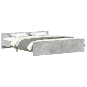 Bedframe met hoofd- en voeteneinde betongrijs 200×200 cm Bedframe met hoofd- en voeteneinde betongrijs 200×200 cm