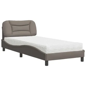 Bed met matras "Hvar" stof taupe 90×200 cm