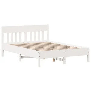 Bedframe zonder matras massief grenenhout wit 140×190 cm Bedframe zonder matras massief grenenhout wit 140×190 cm