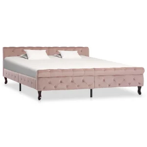 Bedframe fluweel roze 180×200 cm