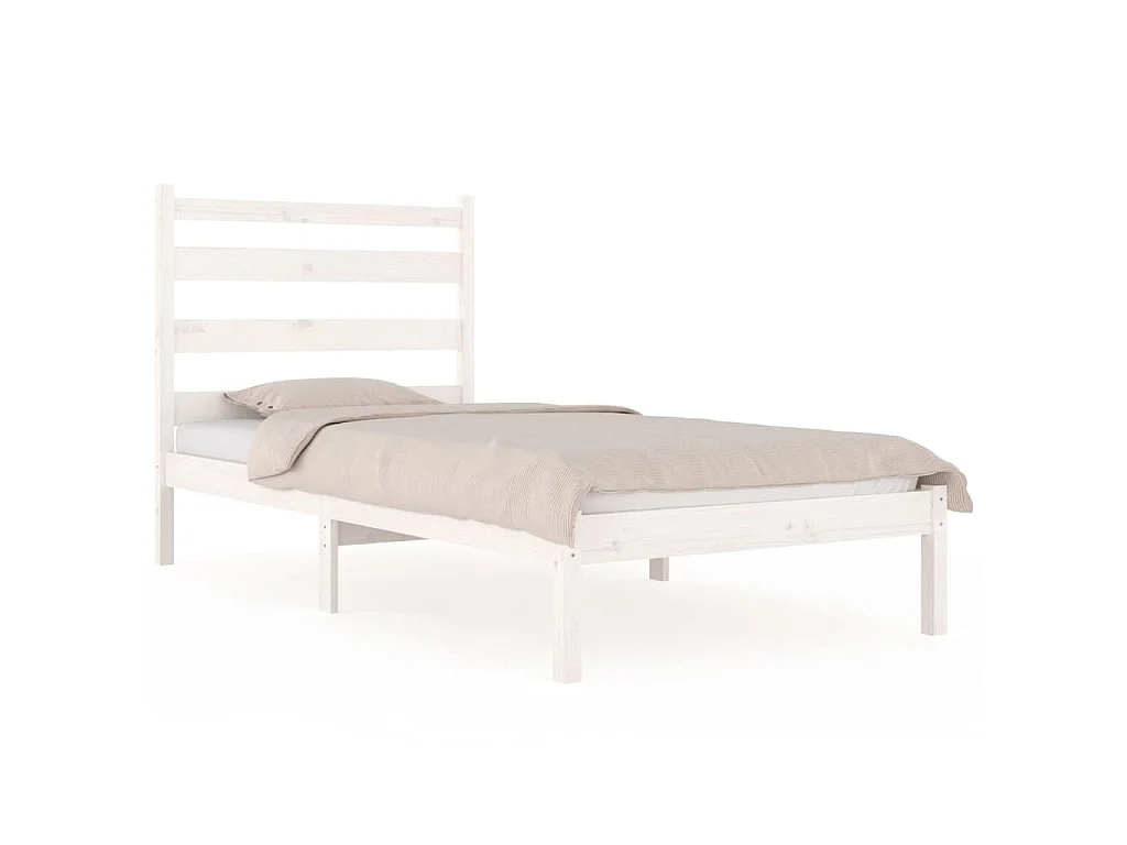 Bedframe massief grenenhout wit 100x200 cm