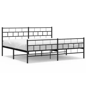 Bedframe met hoofd- en voeteneinde metaal zwart 193×203 cm Bedframe met hoofd- en voeteneinde metaal zwart 193×203 cm