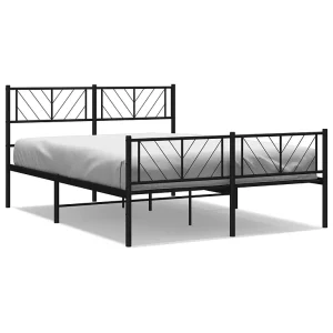 Bedframe met hoofd- en voeteneinde metaal zwart 140×190 cm