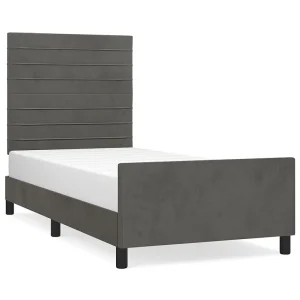 Bedframe zonder matras 90×190 cm fluweel donkergrijs Bedframe zonder matras 90×190 cm fluweel donkergrijs