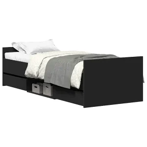 Bedframe met hoofd- en voeteneinde zwart 100×200 cm Bedframe met hoofd- en voeteneinde zwart 100×200 cm