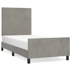 Bedframe zonder matras 90×190 cm fluweel lichtgrijs Bedframe zonder matras 90×190 cm fluweel lichtgrijs