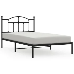 Bedframe met hoofdbord metaal zwart 107×203 cm Bedframe met hoofdbord metaal zwart 107×203 cm