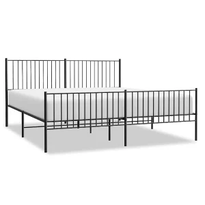 Bedframe met hoofd- en voeteneinde metaal zwart 193×203 cm Bedframe met hoofd- en voeteneinde metaal zwart 193×203 cm