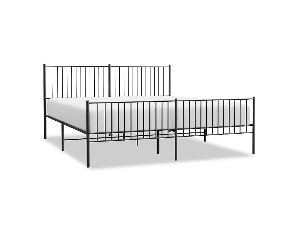 Bedframe met hoofd- en voeteneinde metaal zwart 193x203 cm
