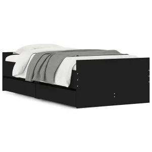Bedframe met lades zwart 75×190 cm Small Single Bedframe met lades zwart 75×190 cm Small Single