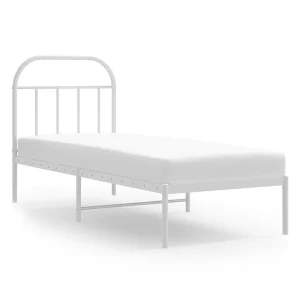 Bedframe met hoofdbord zonder matras metaal wit 75×190 cm