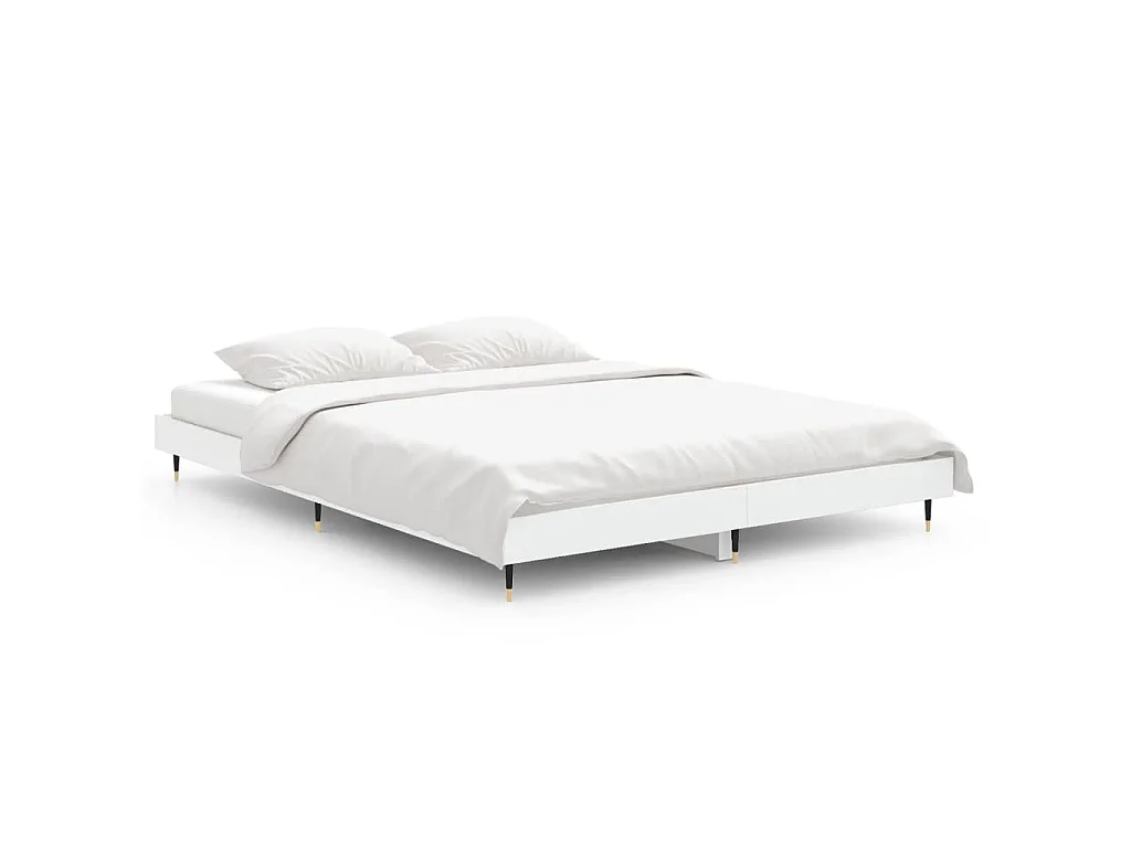 Bedframe LED massief hout wit 140x190 cm