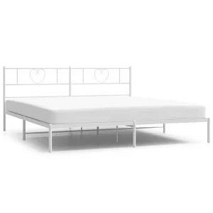 Bedframe met hoofdbord metaal wit 193×203 cm Bedframe met hoofdbord metaal wit 193×203 cm