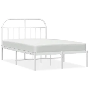 Bedframe met hoofdbord metaal wit 135×190 cm Bedframe met hoofdbord metaal wit 135×190 cm