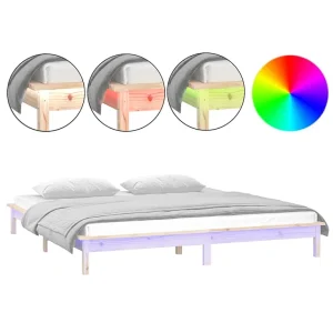 Bedframe LED massief hout 140×190 cm