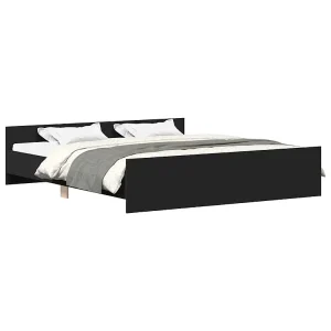 Bedframe met hoofd- en voeteneinde zwart 200×200 cm