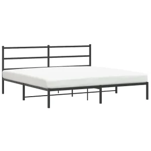 Bedframe met hoofdbord metaal zwart 193×203 cm Bedframe met hoofdbord metaal zwart 193×203 cm