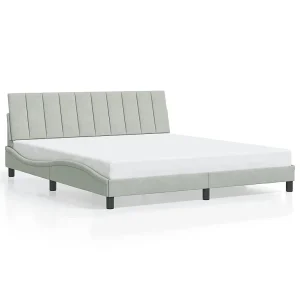 Bedframe zonder matras "Hanko" 180×200 cm fluweel lichtgrijs Bedframe zonder matras "Hanko" 180×200 cm fluweel lichtgrijs