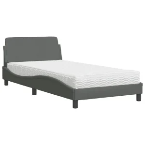 Bed met matras "Dover" stof donkergrijs 100×200 cm Bed met matras "Dover" stof donkergrijs 100×200 cm