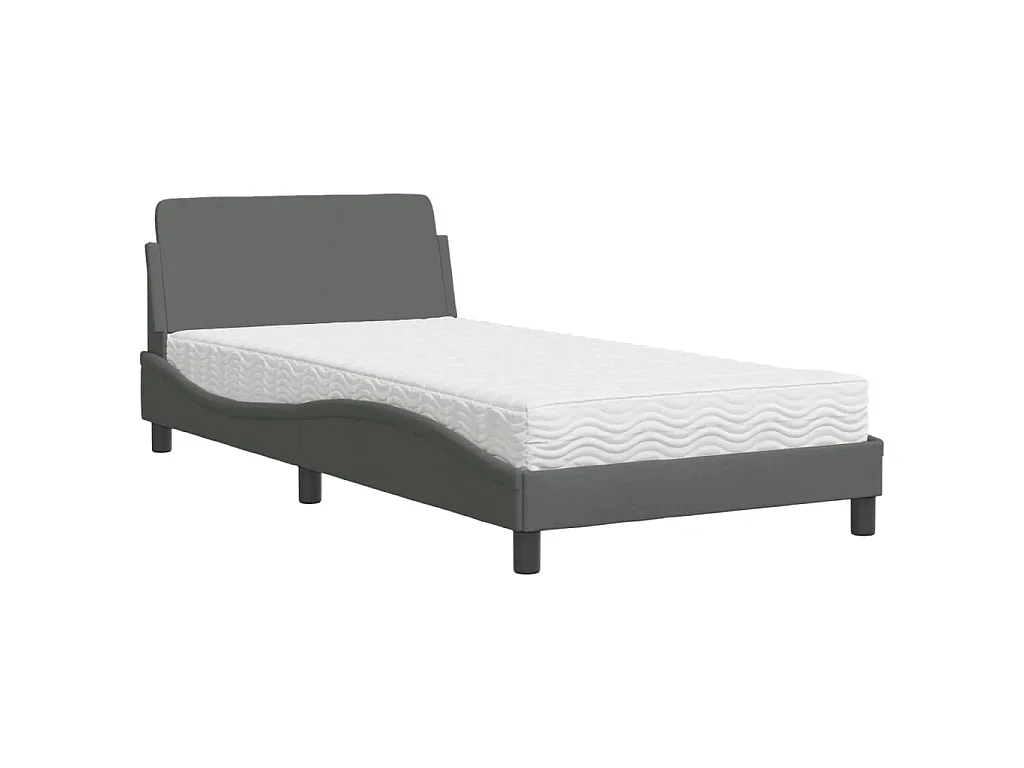 Bed met matras "Dover" stof donkergrijs 100x200 cm
