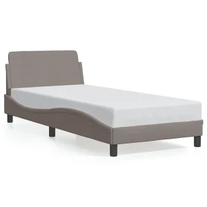 Bedframe met hoofdeinde "Dover" 90×190 cm stof taupe Bedframe met hoofdeinde "Dover" 90×190 cm stof taupe