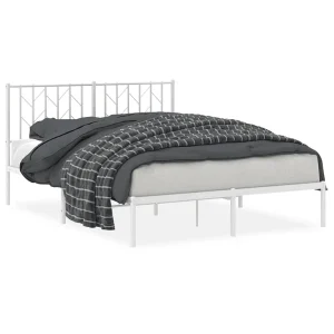 Bedframe met hoofdbord metaal wit 140×190 cm Bedframe met hoofdbord metaal wit 140×190 cm