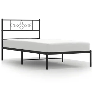 Bedframe met hoofdbord metaal zwart 90×200 cm Bedframe met hoofdbord metaal zwart 90×200 cm