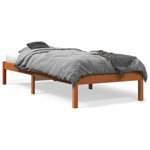 Bedframe zonder matras massief grenenhout wasbruin 90×190 cm Bedframe zonder matras massief grenenhout wasbruin 90×190 cm