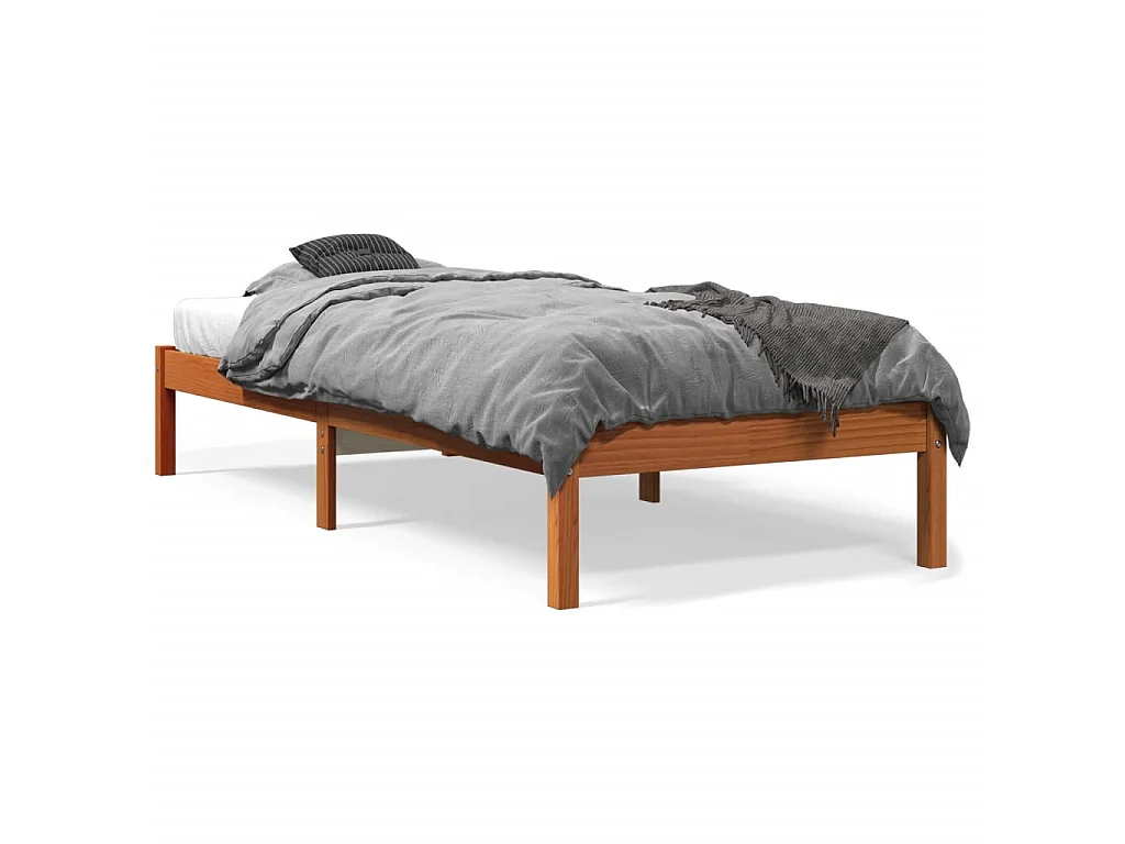Bedframe zonder matras massief grenenhout wasbruin 90x190 cm
