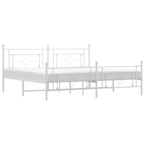 Bedframe met hoofd- en voeteneinde metaal wit 193×203 cm