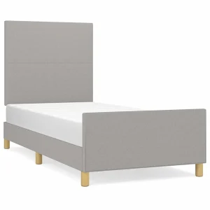 Bedframe zonder matras 90×200 cm stof lichtgrijs Bedframe zonder matras 90×200 cm stof lichtgrijs