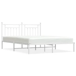 Bedframe met hoofdbord metaal wit 183×213 cm Bedframe met hoofdbord metaal wit 183×213 cm
