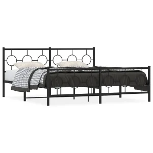 Bedframe met hoofd- en voeteneinde metaal zwart 183×213 cm