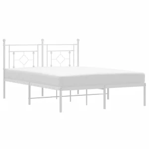 Bedframe met hoofdbord metaal wit 140×200 cm Bedframe met hoofdbord metaal wit 140×200 cm