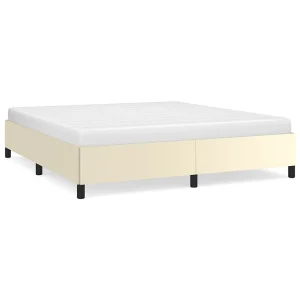 Bedframe kunstleer crèmekleurig 160×200 cm